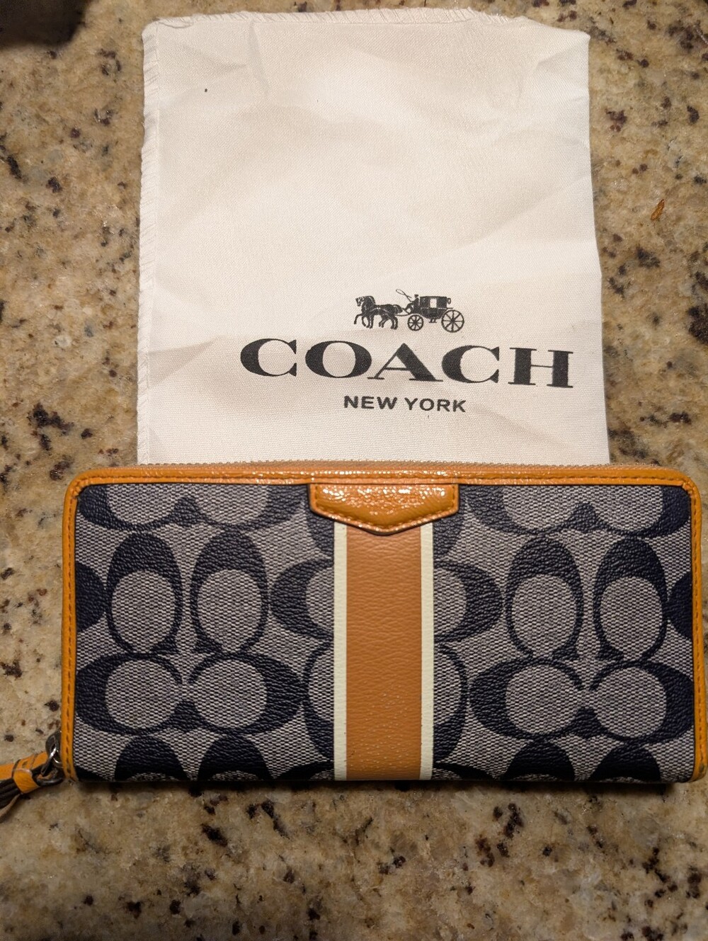 Coach Signature Stripe Accordion Zip Wallet